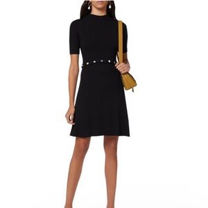 Maje Womens Rosalie Rib Knit Snap Waist Dress